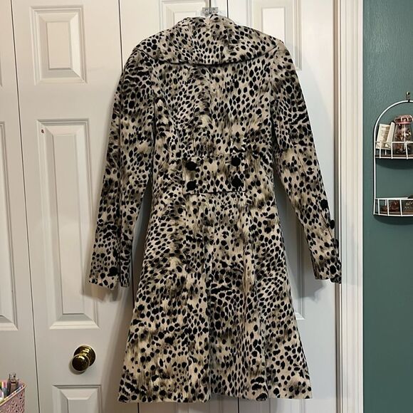 3 Sisters Faux Leopard Velvet Animal Print Swing Stroller Coat Vintage Women’s S - Picture 7 of 11